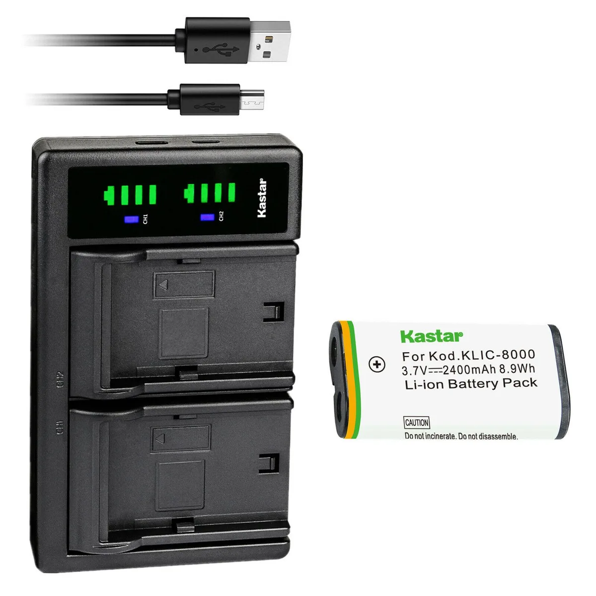 Kastar Kastar DB-50 2400mAh battery + LTD2 dual USB charger — product photo