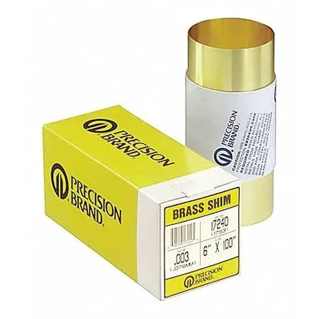 PRECISION PRECISION 17765 Brass Shim Stock 0.0070 In 6 In x 180 In — product photo