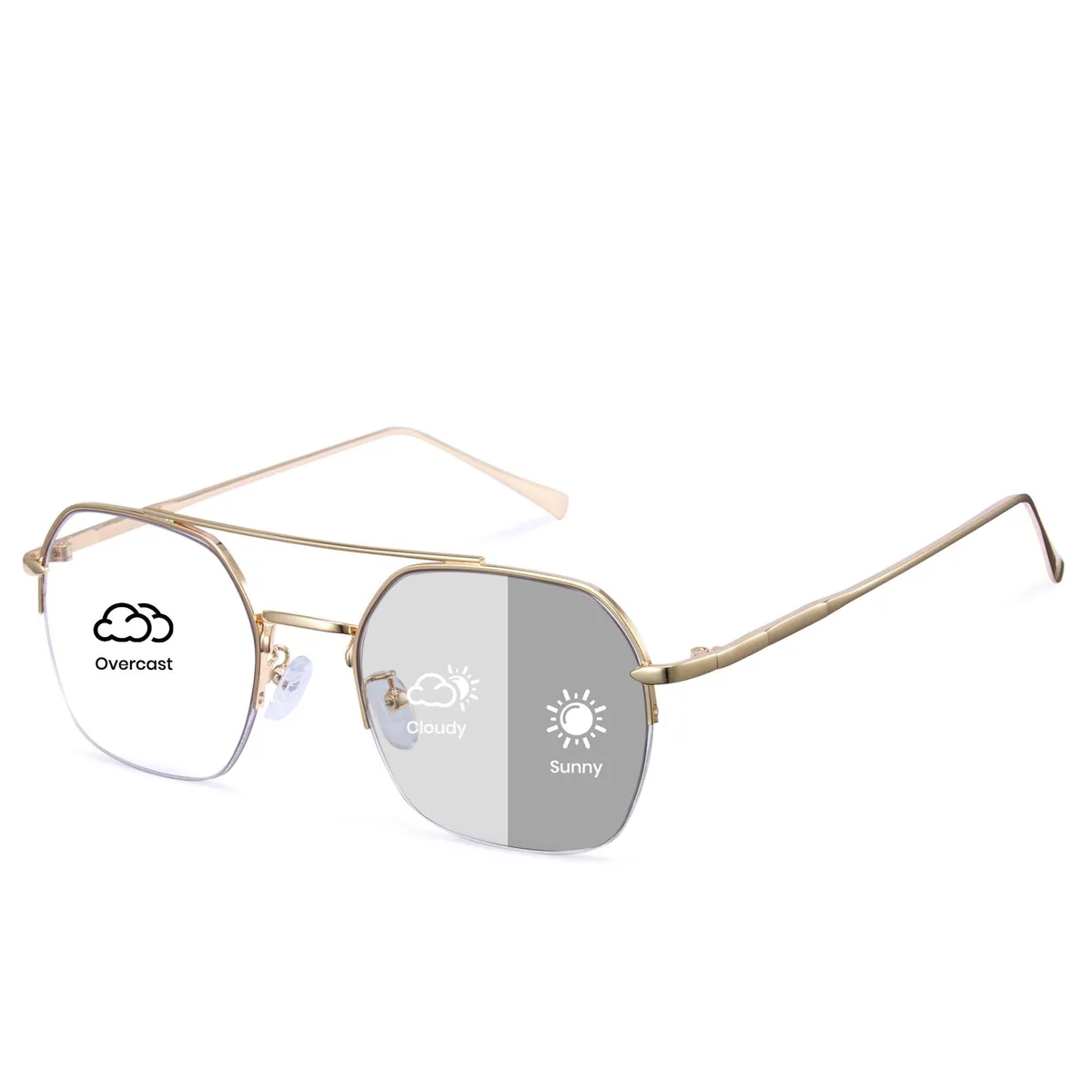 ALSEYE ALSEYE Cyxus Photochromic Glasses Blue Light Blocking Gold 8344 — product photo