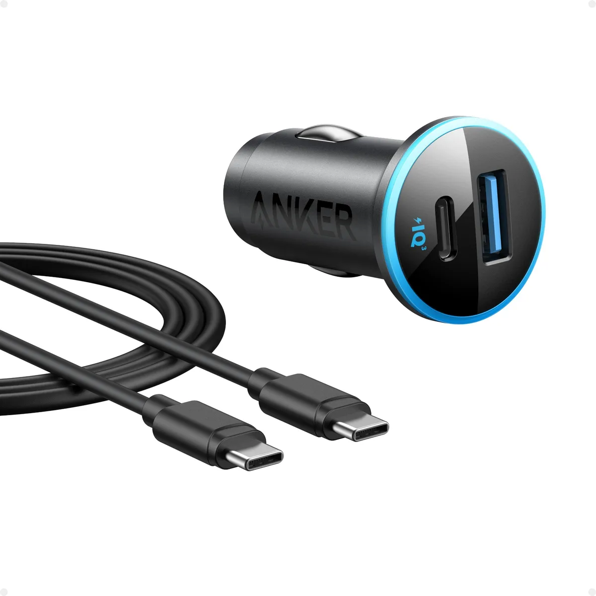 Anker 323 Car Charger 52.5W USB-C USB-A Orange — product photo