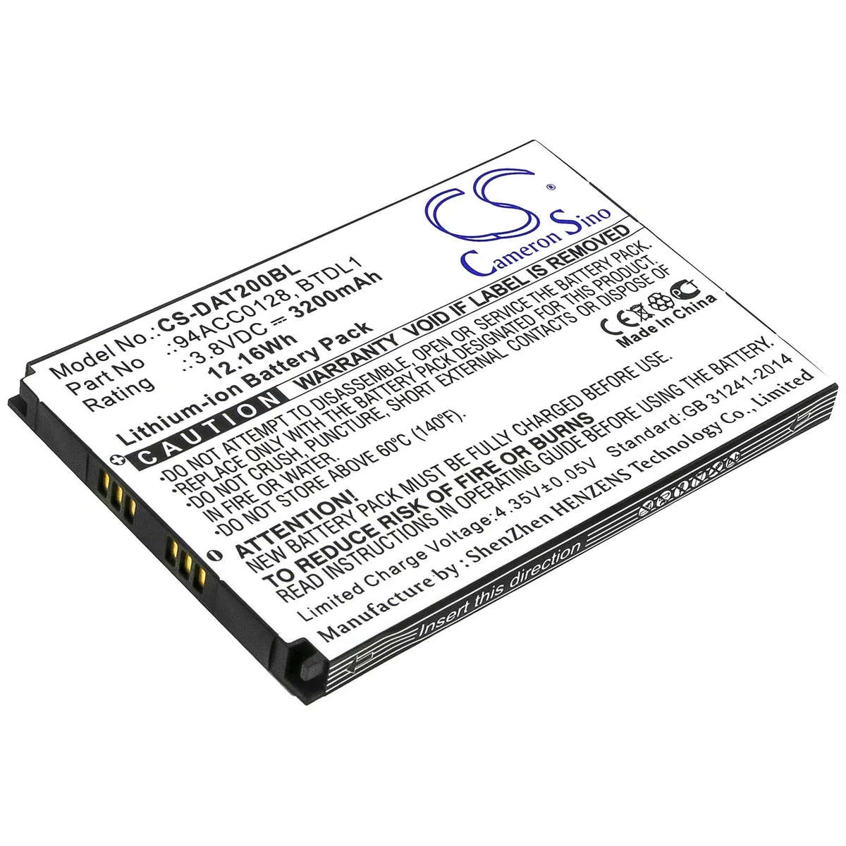 Estry Estry Standard Battery 3200mAh 3.8V for Datalogic DL-Axist Axist BTDL1 94ACC0128 — product photo