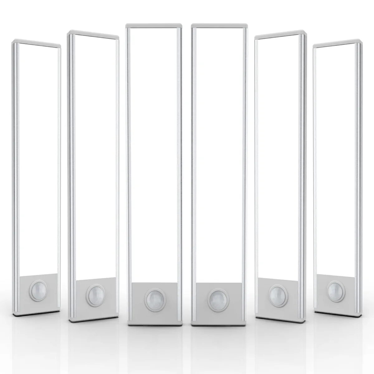 Six white rectangular LED bars with frosted covers and magnetic backs