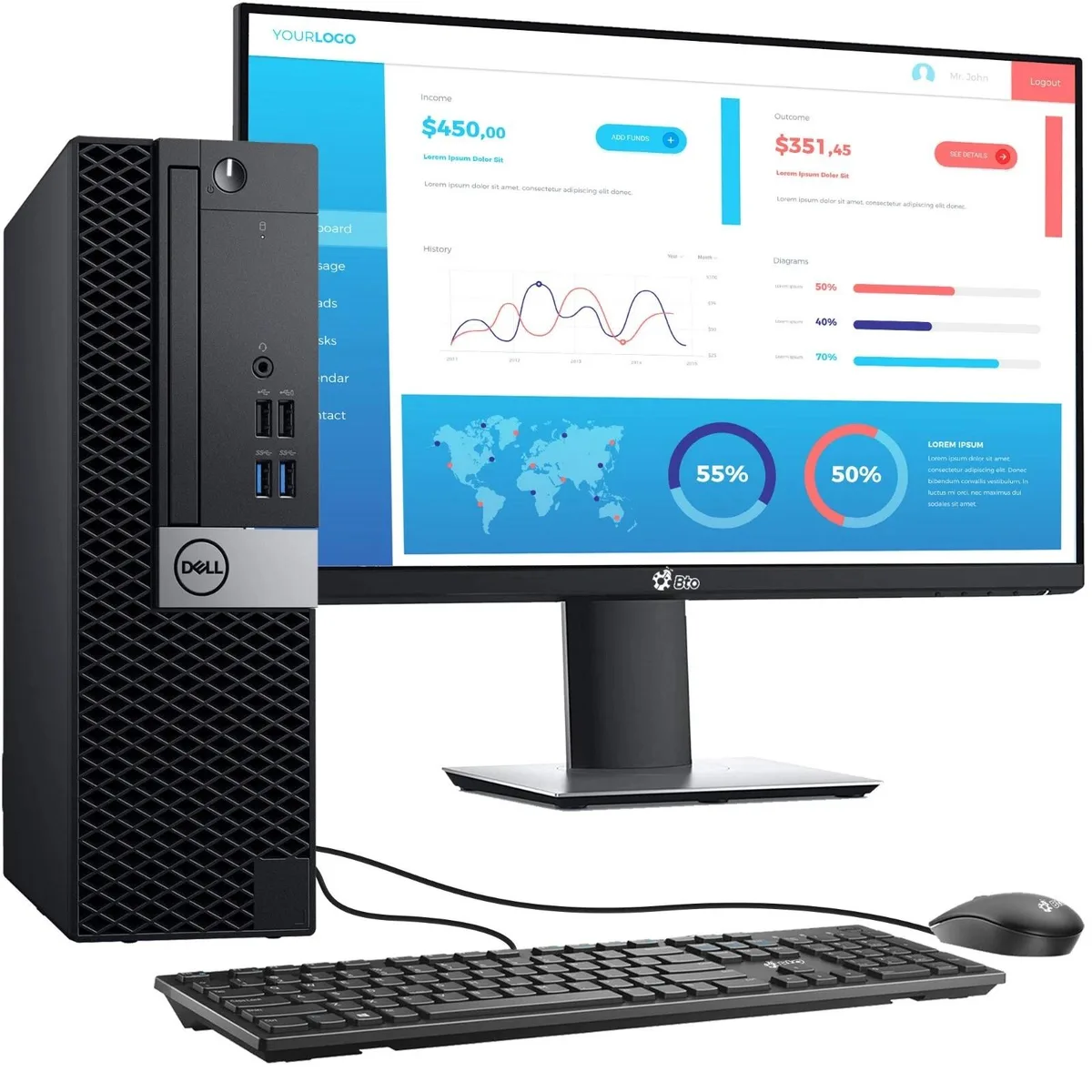 DELL DELL OptiPlex 5060 SFF desktop PC i5-8500 16GB DDR4 1TB SSD 22" monitor Windows 11 Pro — product photo