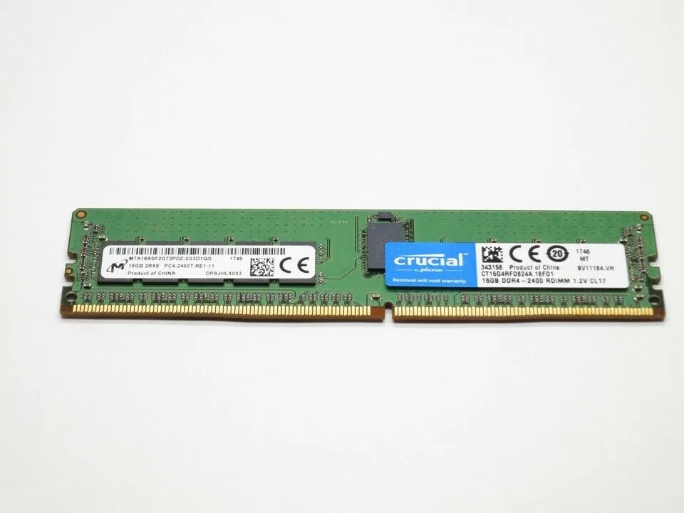 Micron Technology, Inc. Micron Technology, Inc. 16GB DDR4-2400 CL17 2Rx8 1.20V Registered RDIMM memory upgrade — product photo