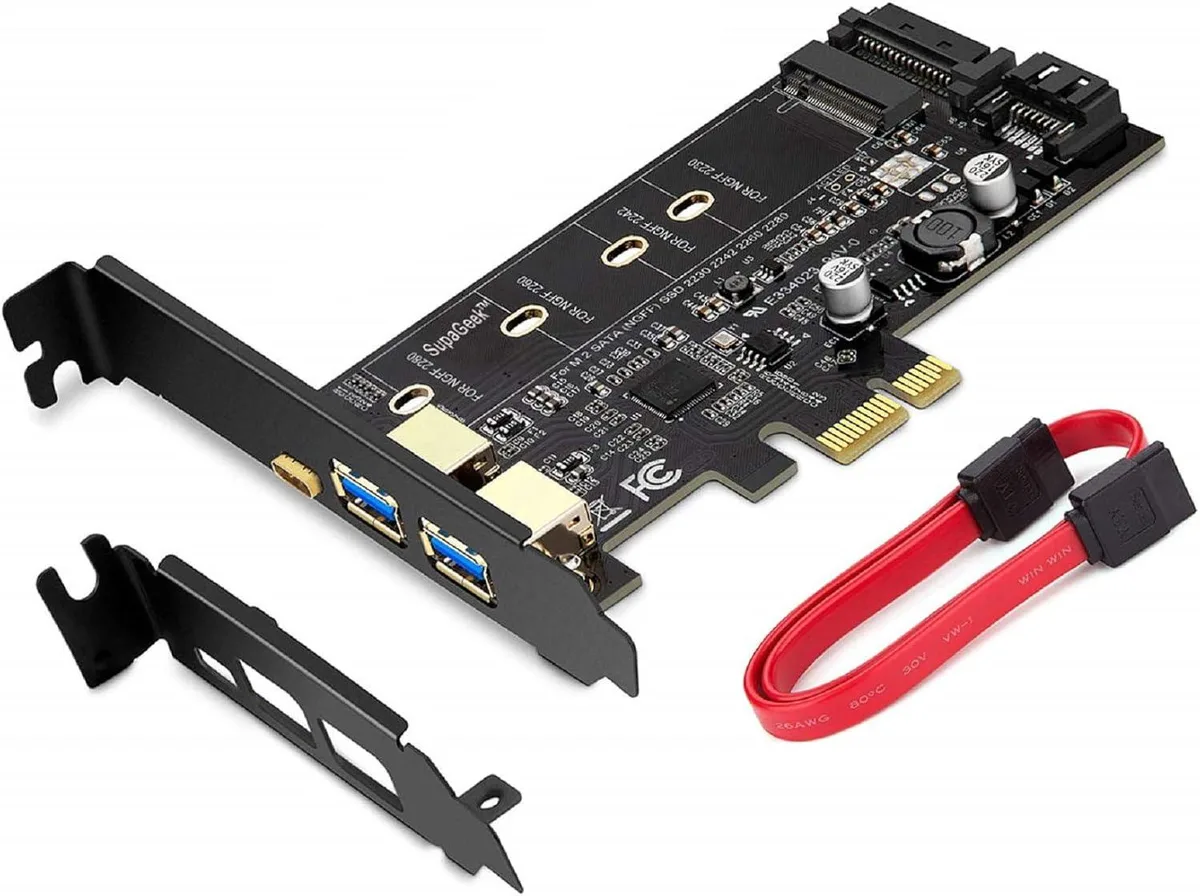 Vszerda Vszerda PCI-E to USB 3.0 Expansion Card 1 Type-C 2 Type-A Flat Bracket — product photo