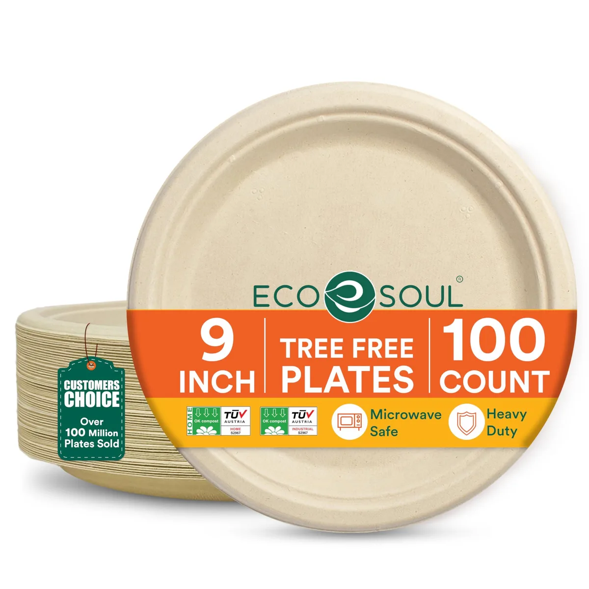 White rectangular plastic plate with brown rim, 30 pack