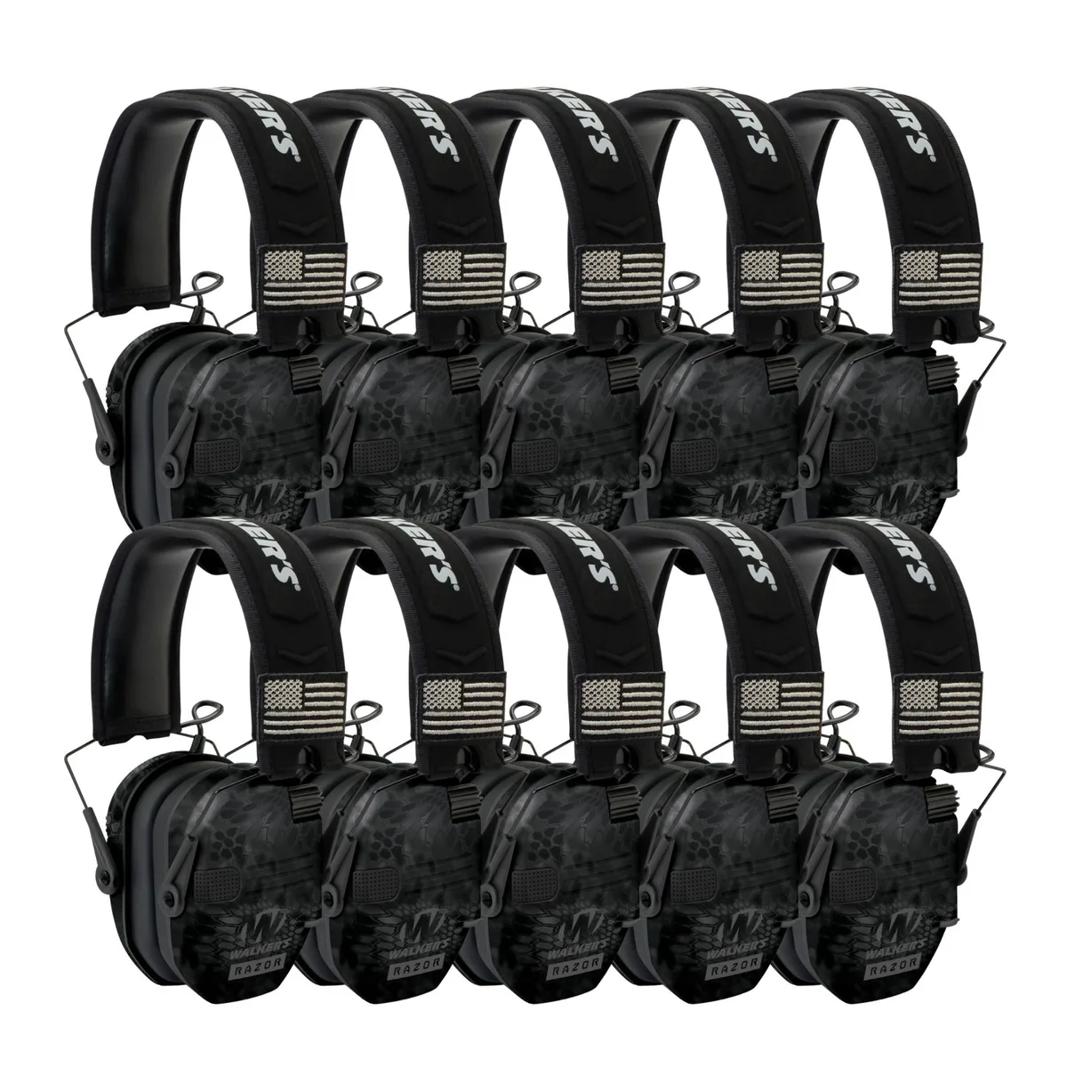 Walkers Walkers Razor Slim Electronic Shooting Muffs Patriot Series Camo 10-Pack Sports Protective Gear — product photo