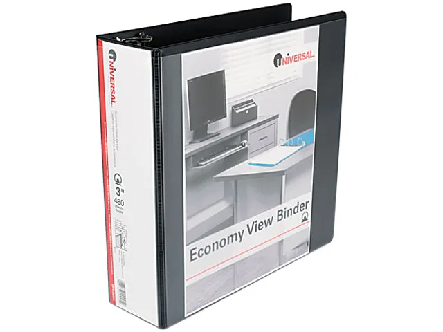 Universal Business Supply Universal Business Supply Economy Round Ring View Binder 3" Black 20991 — product photo