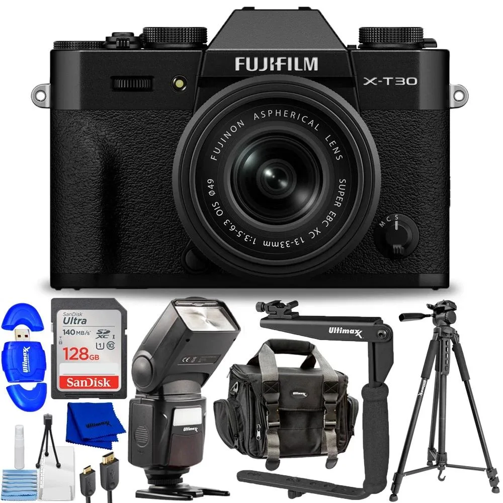 FUJIFILM FUJIFILM X-T30 III compact mirrorless camera with 13-33mm f/3.5-6.3 lens (Black) bundle — product photo