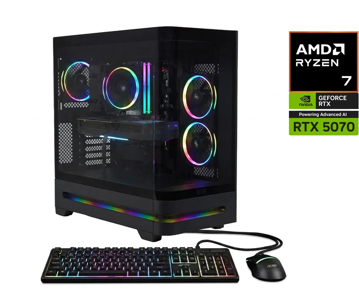 Acer America Acer America N85-100-UR35 gaming PC, Ryzen 7 8700F, RTX 5070, 16 GB DDR5, 1 TB NVMe — fotografie produktu
