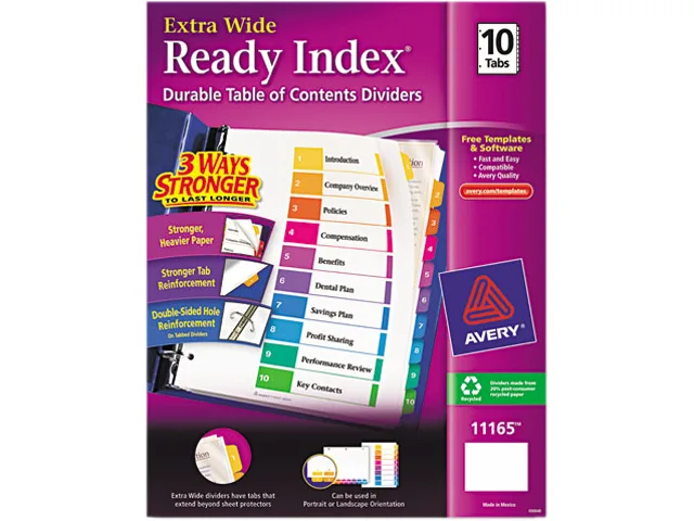 Avery Avery 11165 Ready Index Dividers 10-Tab card filing — product photo