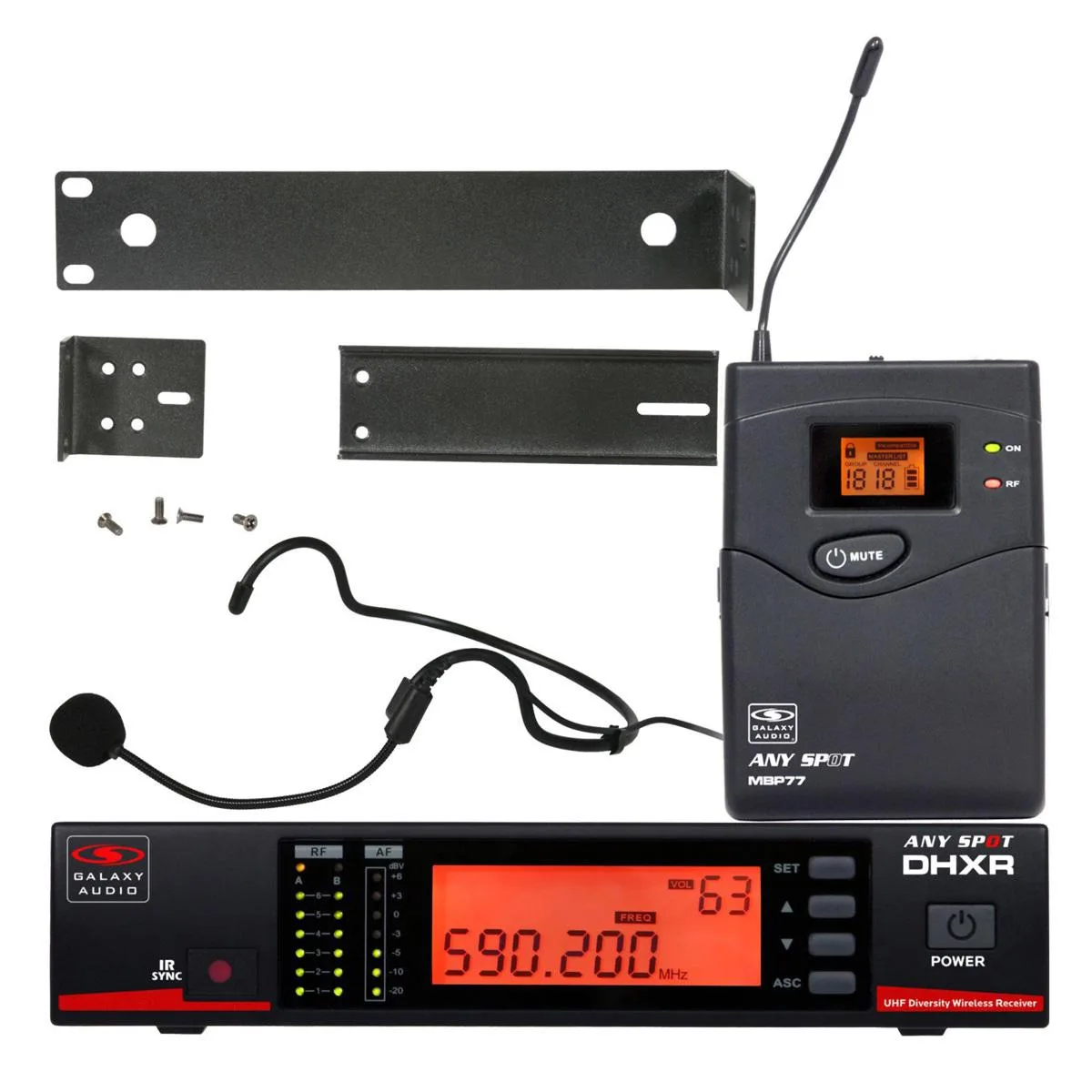 Galaxy Audio Galaxy Audio DHX Wireless Headset Microphone System, MBP77 Bodypack, 584-607 MHz — product photo