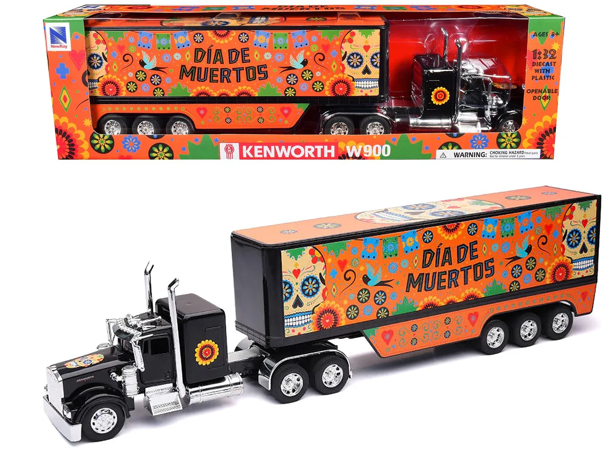 New Ray Toys New Ray Toys Kenworth W900 "Day of the Dead" 1/32 Truck &amp; Trailer — product photo