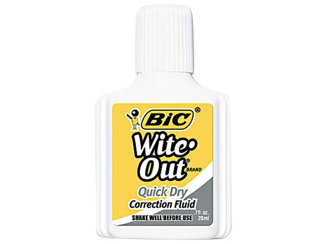 Twelve white 20 ml correction fluid bottles in a pack
