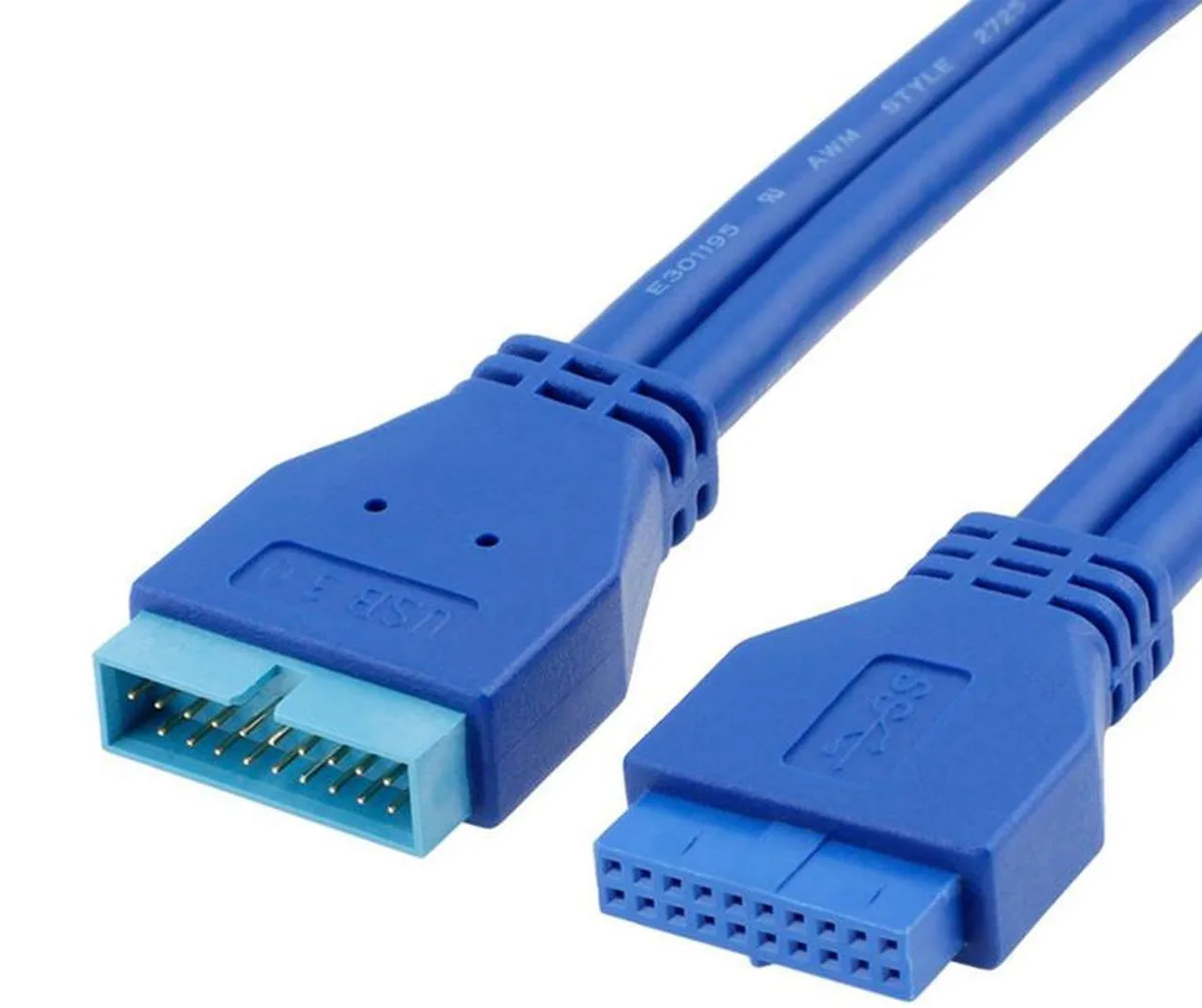 Blue USB 3.0 20-pin header extension cable male to female 1.64ft