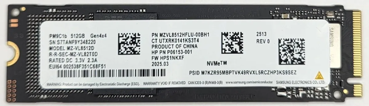 HP HP PM9C1 512GB NVMe PCIe 4.0 x4 M.2 2280 internal SSD — product photo