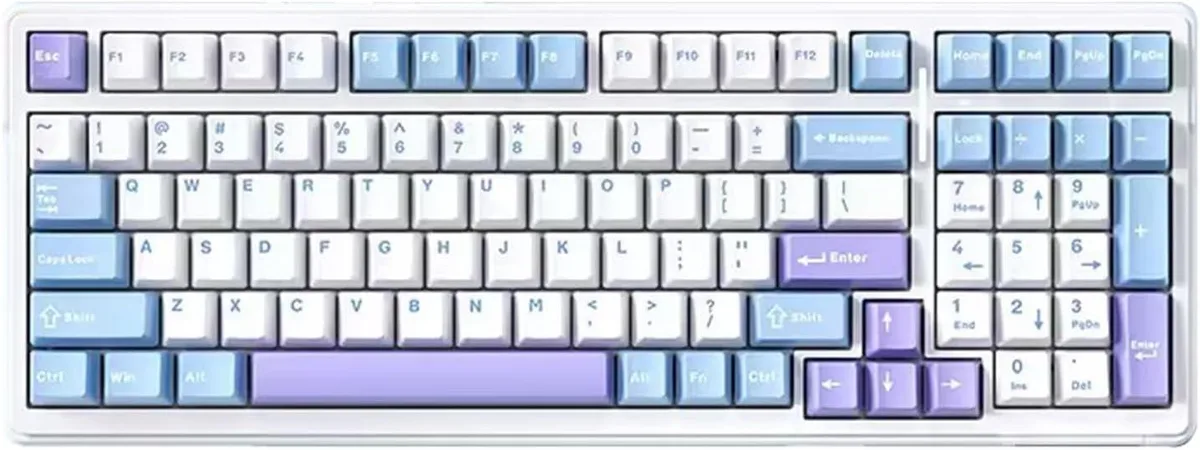BFKK BFKK F99 96% Gasket Wireless Gaming Keyboard Blue White Graywood V3 Switch — product photo