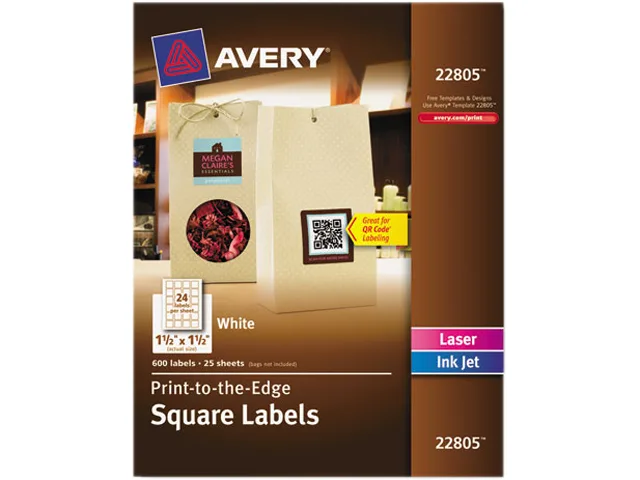 Avery Dennison Avery Dennison 22805 Label 1.50" Square 24/Sheet Laser Inkjet — product photo