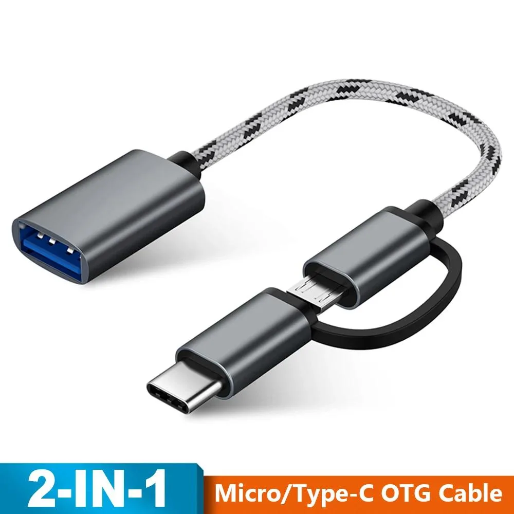 Defendwe Defendwe 2-in-1 USB-C &amp; Micro USB Male to USB 3.0 Female OTG Adapter Cable 15cm — product photo