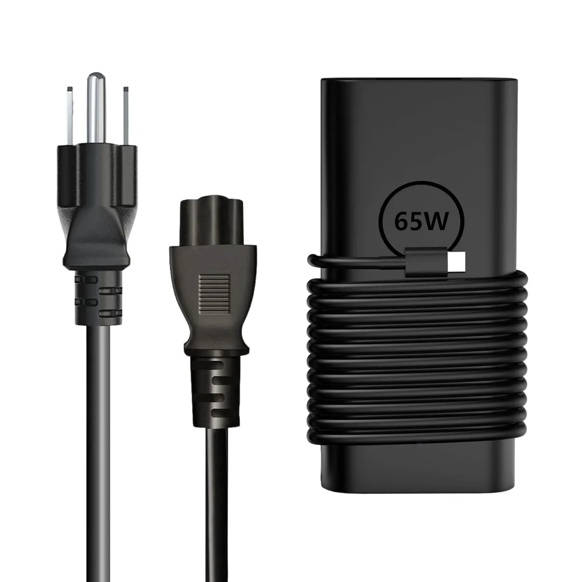 Black rectangular USB-C power adapter with detachable cable