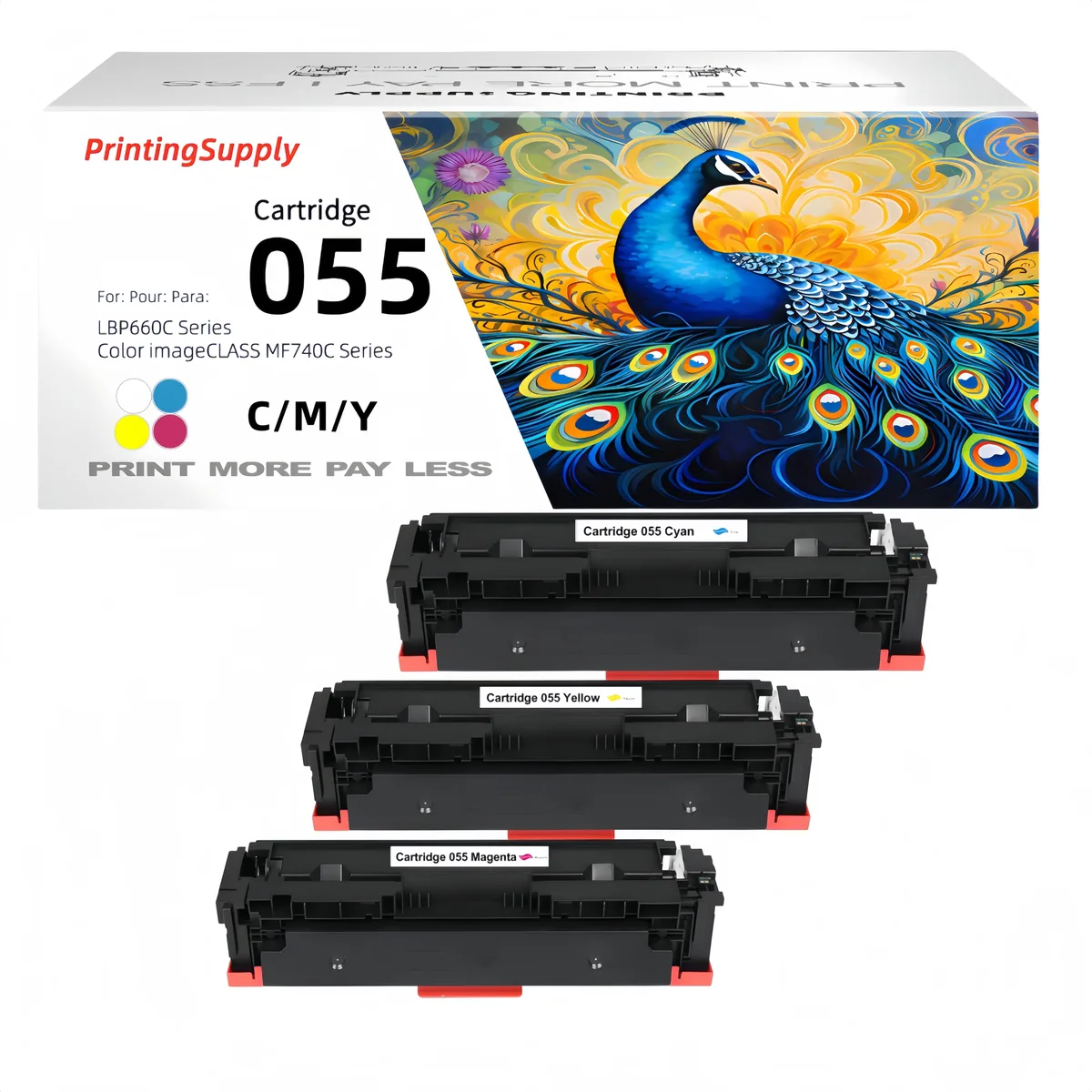 New Brand New Brand 055 055H Cyan Magenta Yellow Toner Cartridges 3 Pack — product photo