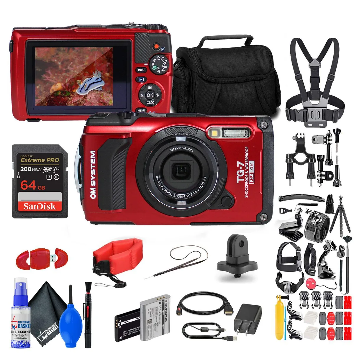 Olympus America Inc. Olympus America Inc. TG-7 Red Camera Kit 50pc 64GB Extra Battery — product photo