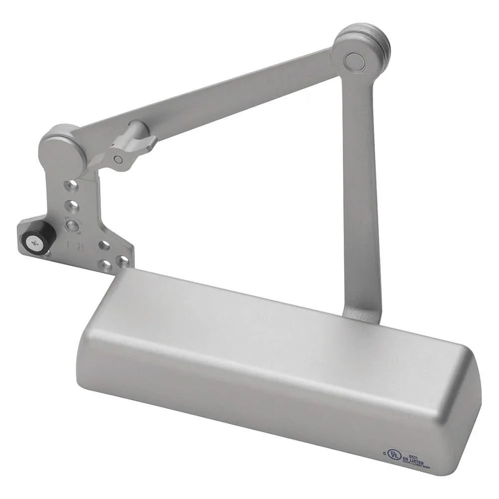 Silver hydraulic door closer with cast iron parallel arm rectangular body