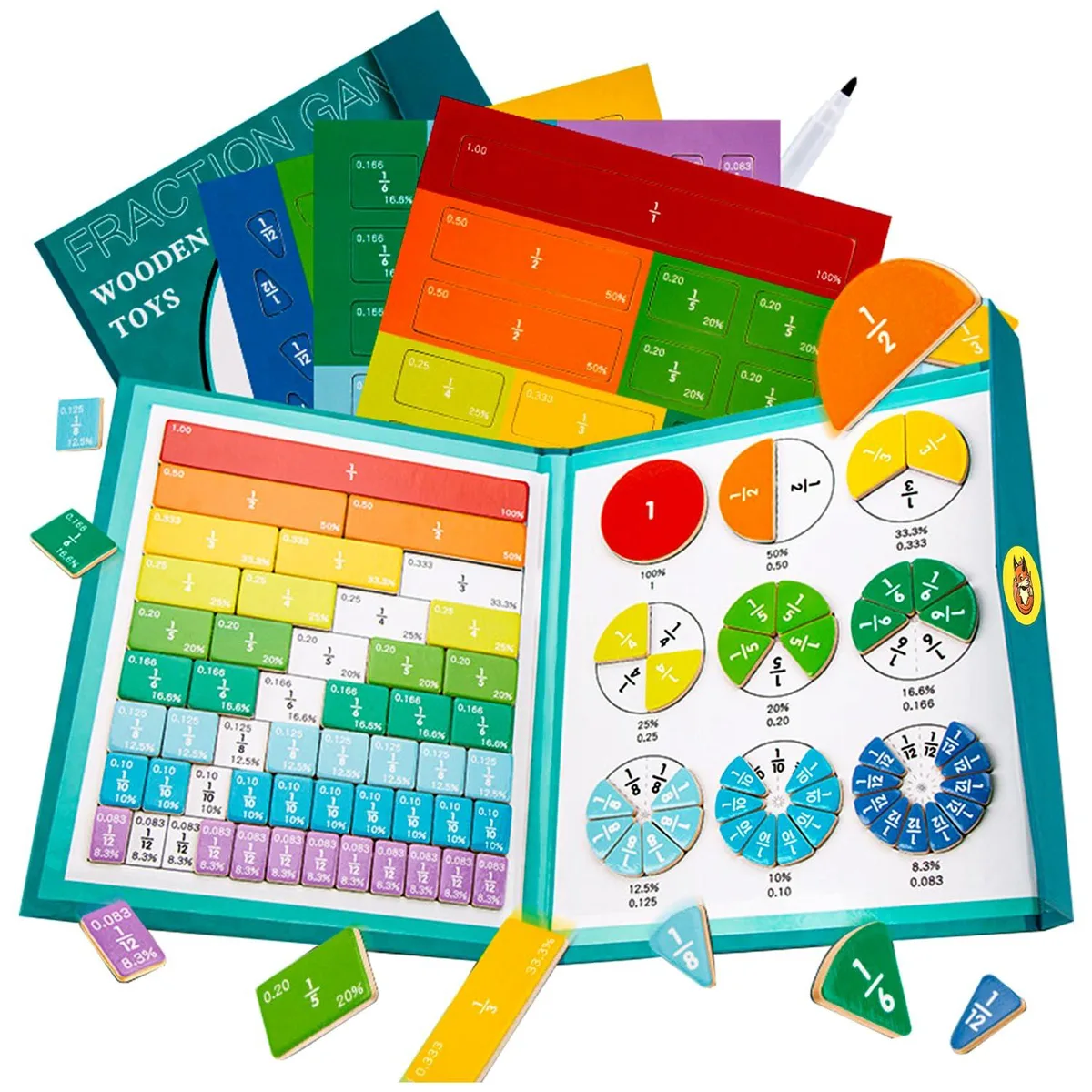  Magnetic Fraction Educational Puzzle Tiles Circles Demonstrator — product photo