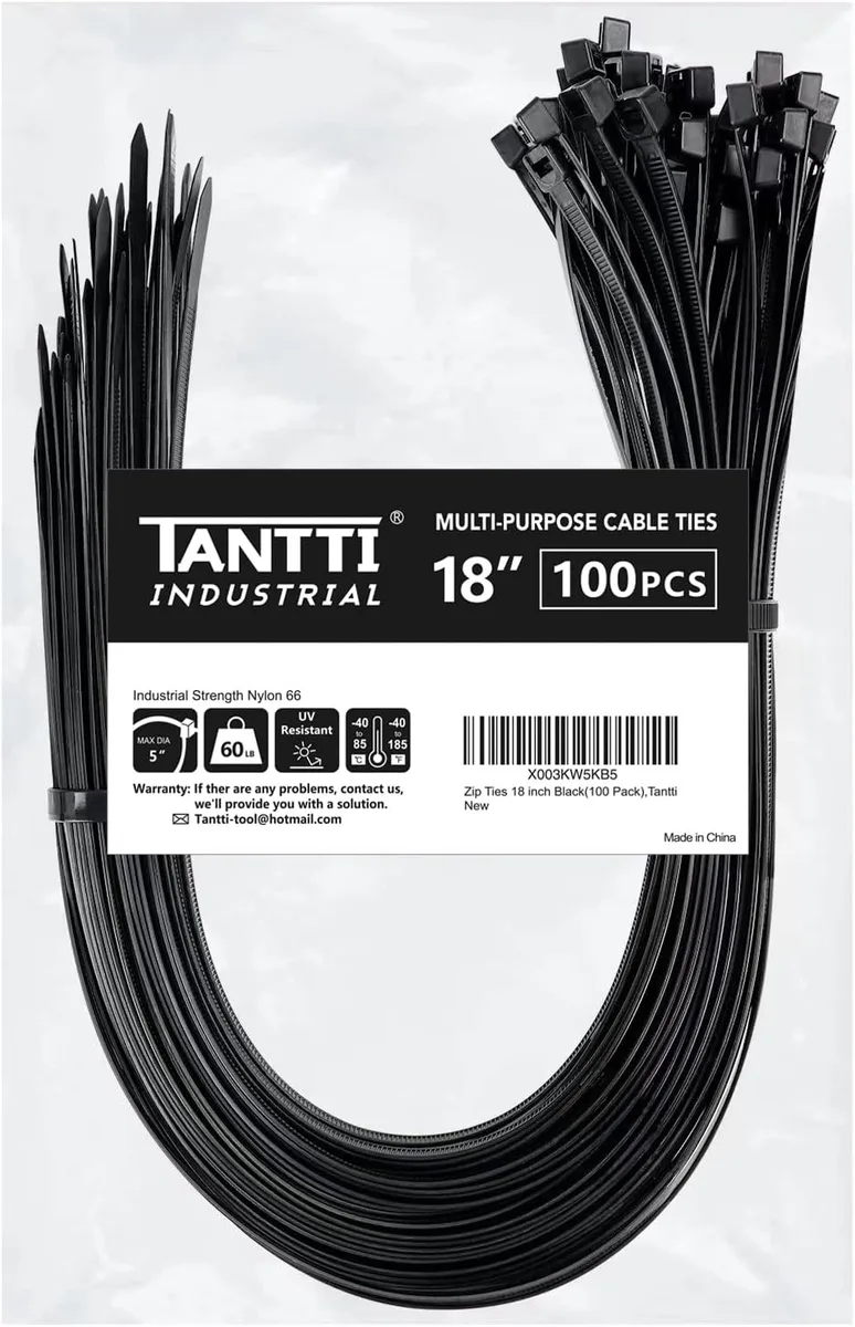 Kootion Kootion Cable Tie 18 inch 100 Pack Black 60lb UV Resistant — product photo