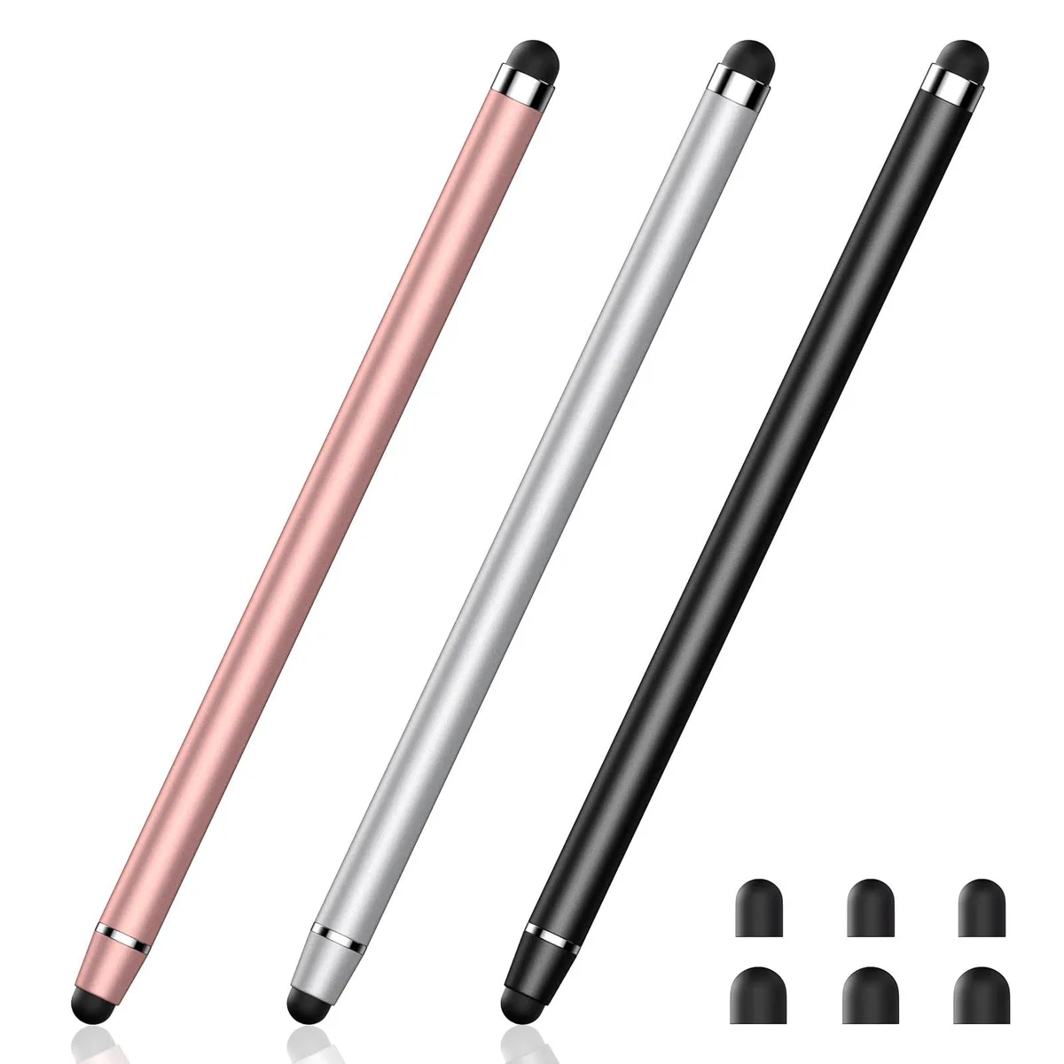 YITIAOXIAOYU 3PCS Stylus Dual Tip .27/.21in Rose Gold/Silver/Black — product photo