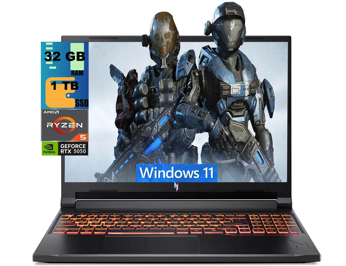 Acer America Acer Nitro V 16 gaming laptop Ryzen 5 240 RTX 5050 32GB 1TB — product photo