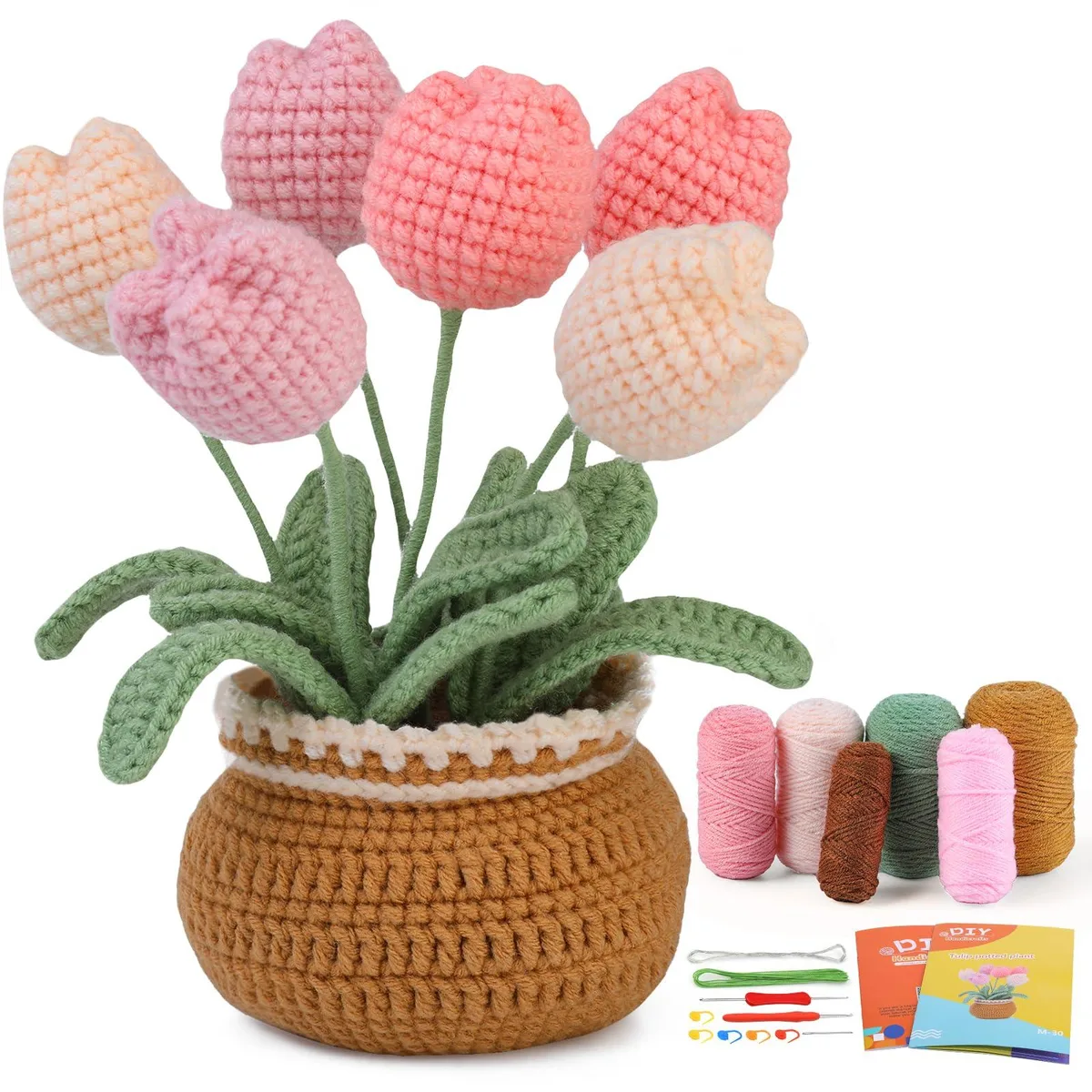 kgxulr Crochet Kit for Beginners, Tulip Edition, 2.5 mm Hook — product photo