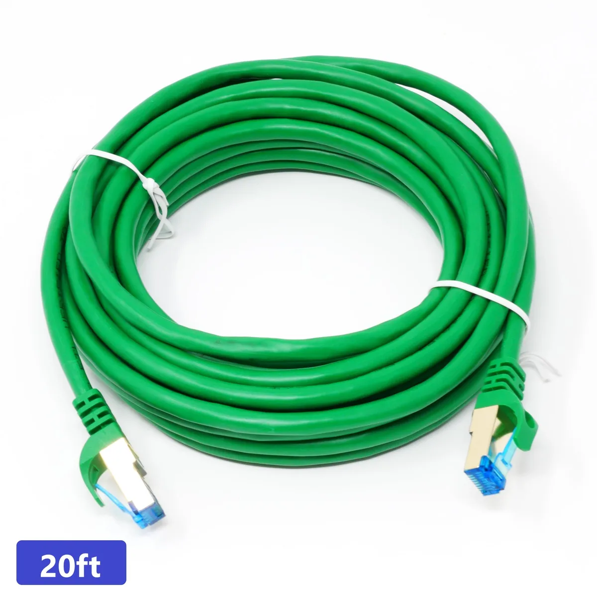 QualGear QualGear Cat 7 RJ45 Ethernet Patch Cable 20 ft Green Round — product photo
