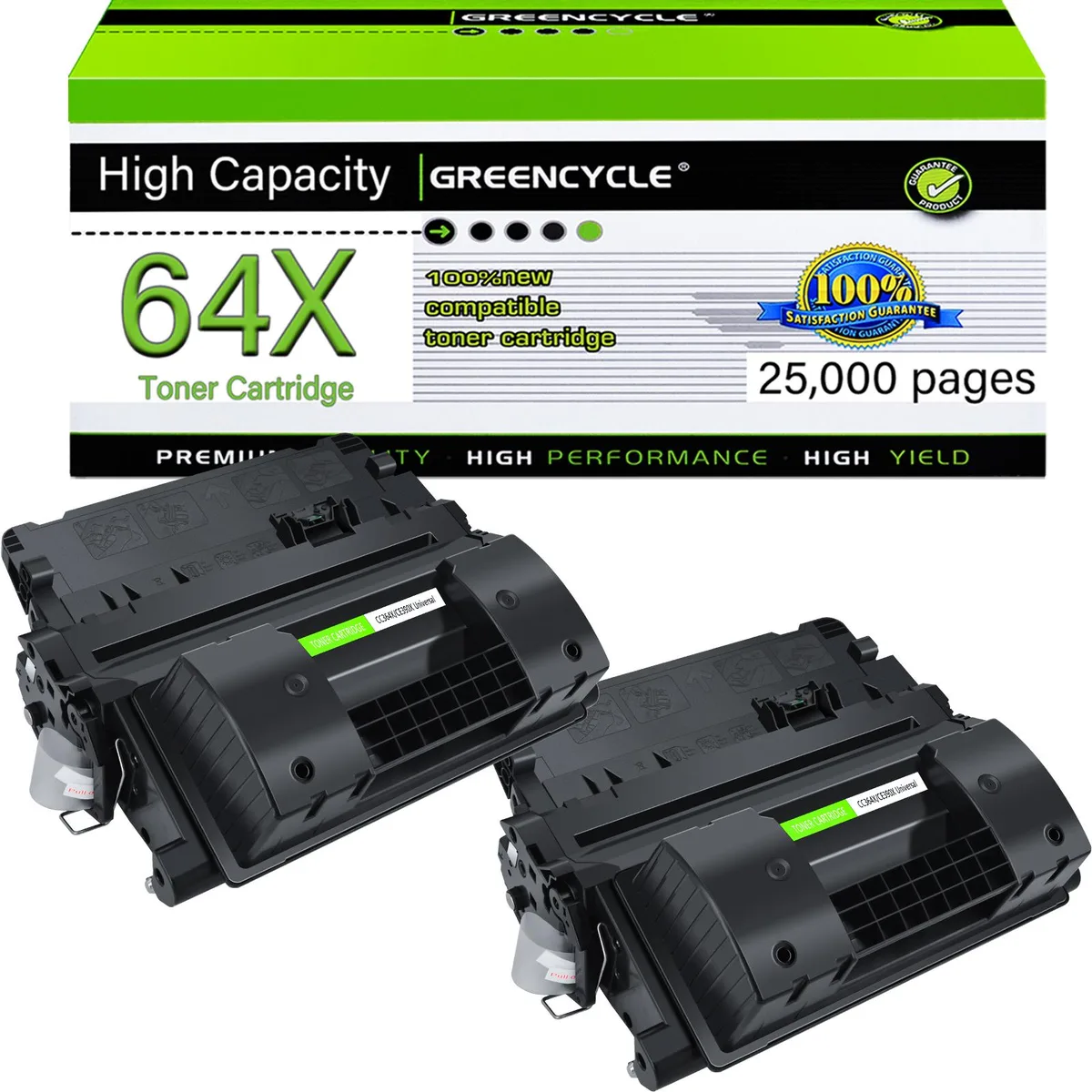 GREENCYCLE GREENCYCLE CC364X 64X Black Toner Cartridge 2 Pack 25000 Pages — product photo