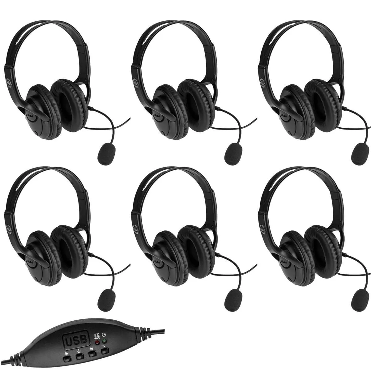 Adorama Adorama LX-USB05 USB Wired Headset with Microphone 6-Pack — product photo