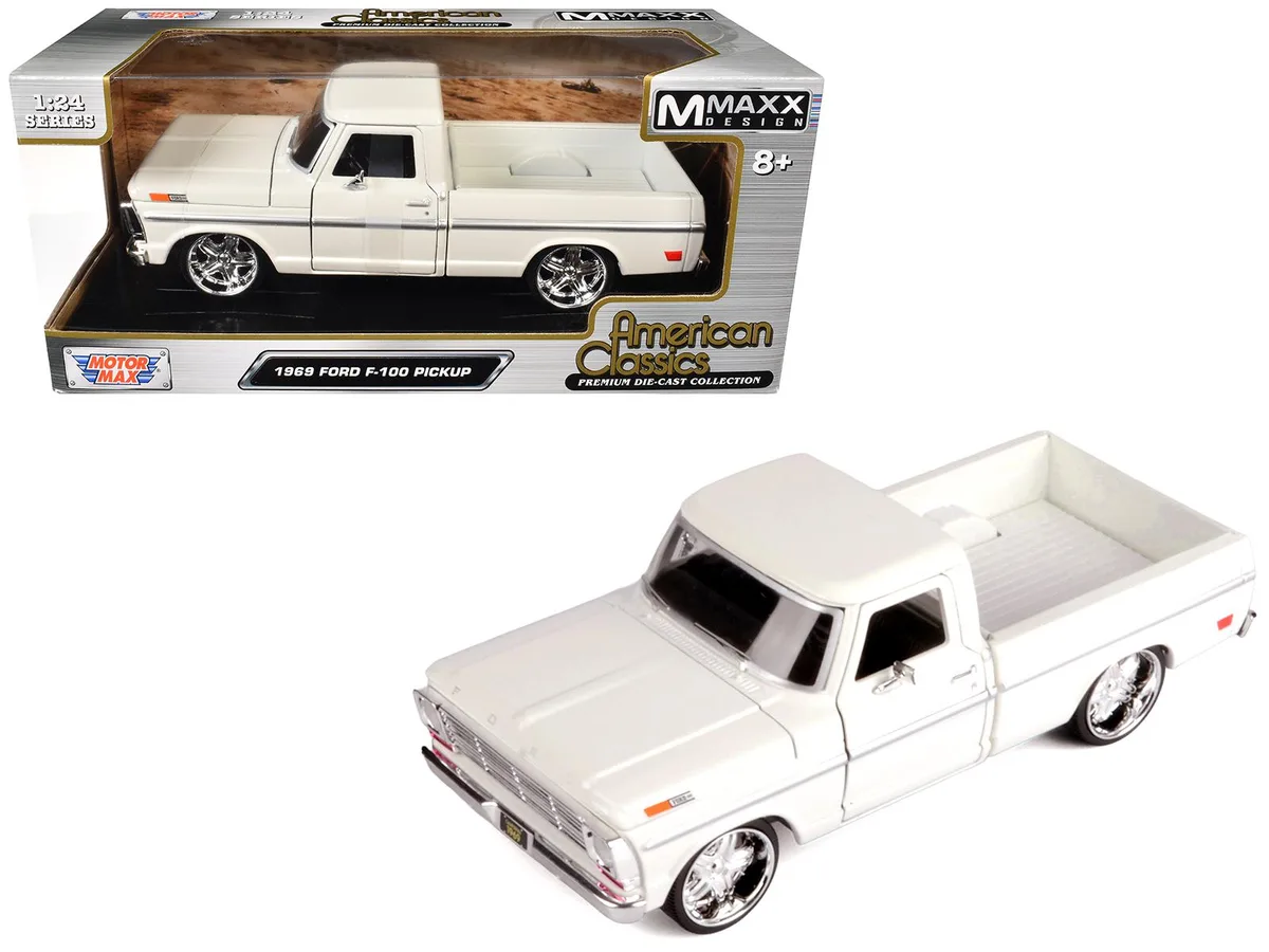 MOTORMAX MOTORMAX 1969 Ford F-100 Pickup Truck Cream Maxx Design 1/24 Diecast Hobby Collectible — product photo