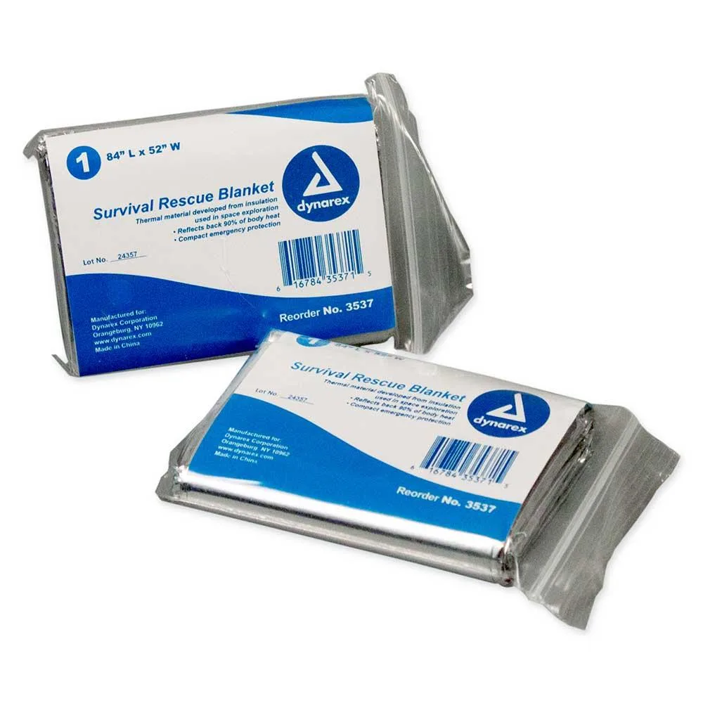 Pack of 120 silver survival blankets, folded flat