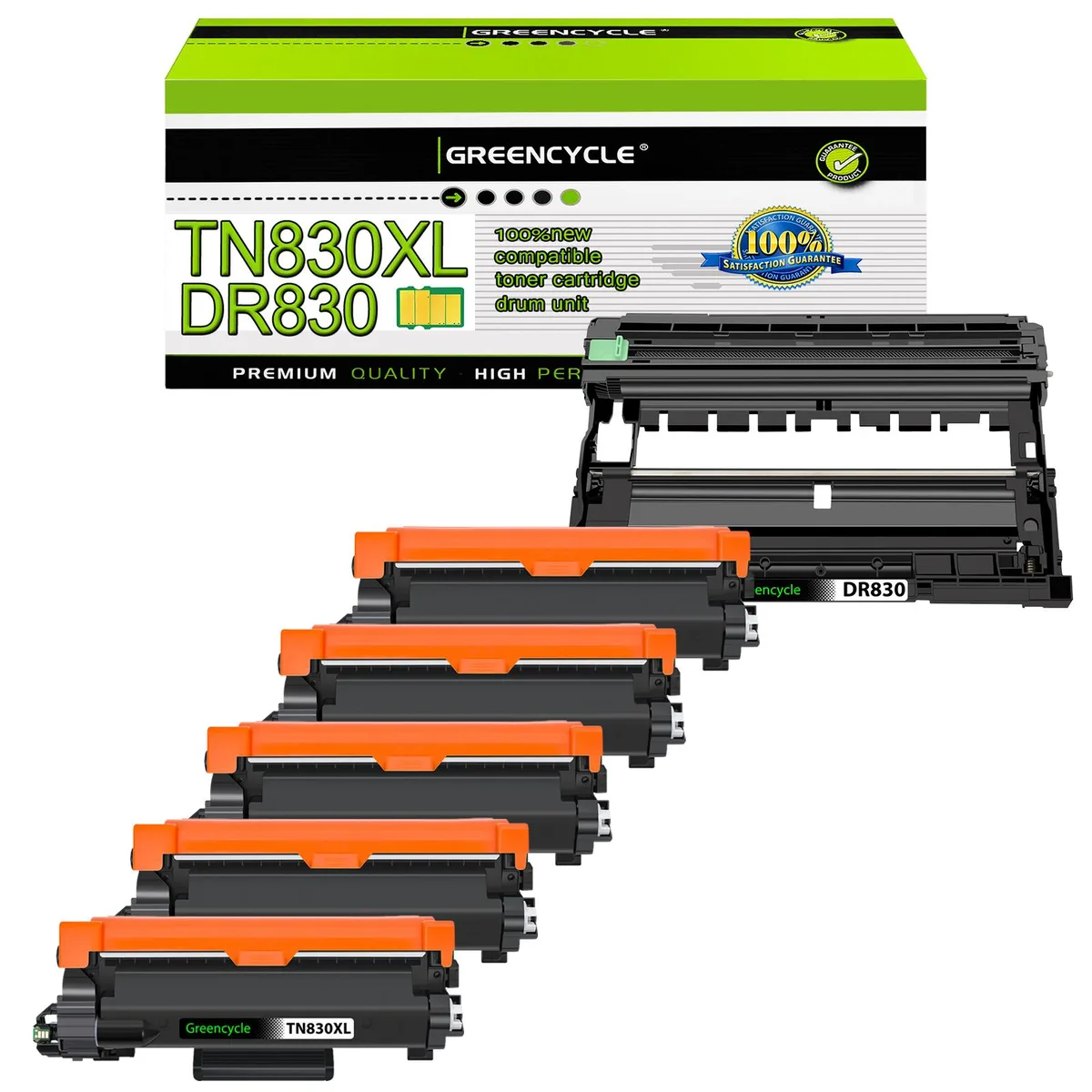 GREENCYCLE GREENCYCLE TN830XL Black Toner &amp; DR830 Drum 5+1 Pack — product photo