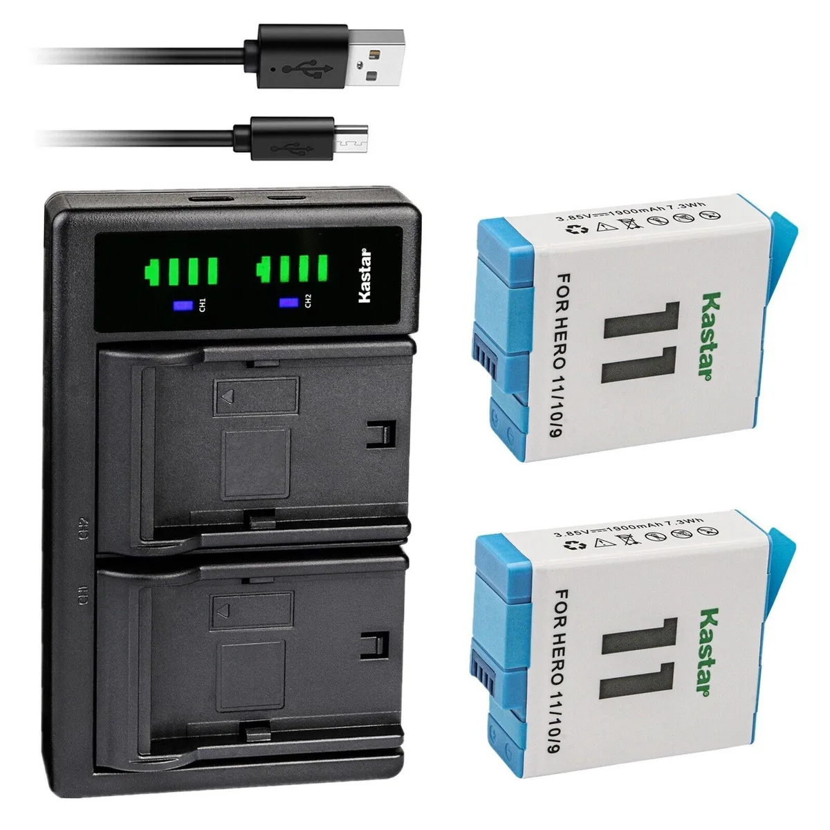 Kastar Kastar 2-Pack Battery and LTD2 USB Charger for GoPro HERO11 HERO10 HERO9 — product photo