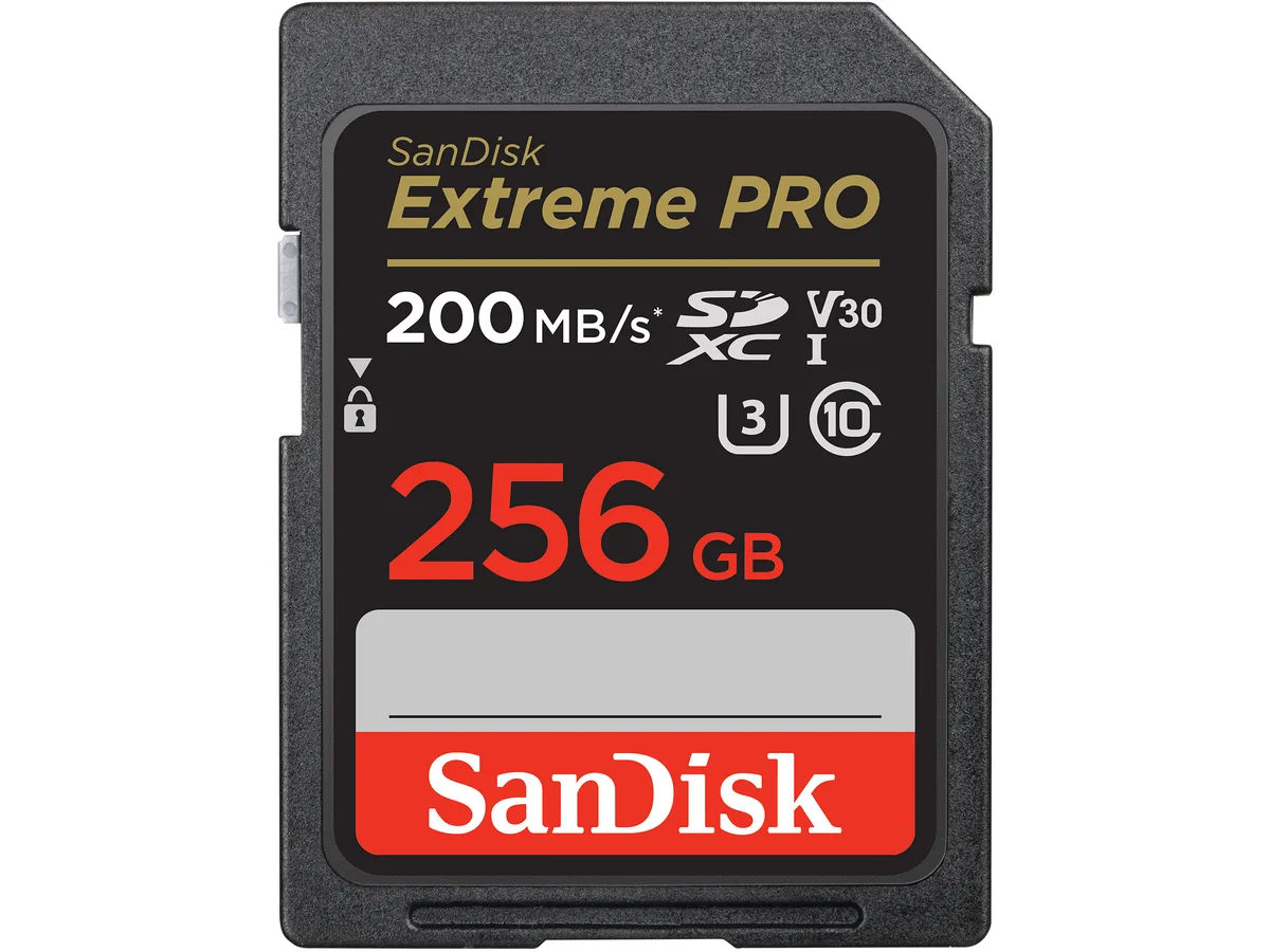 SanDisk SanDisk Extreme Pro SDXC 256GB UHS-I U3 V30 Class 10 200MB/s SDSDXXD-256G-GN4IN memory card — product photo