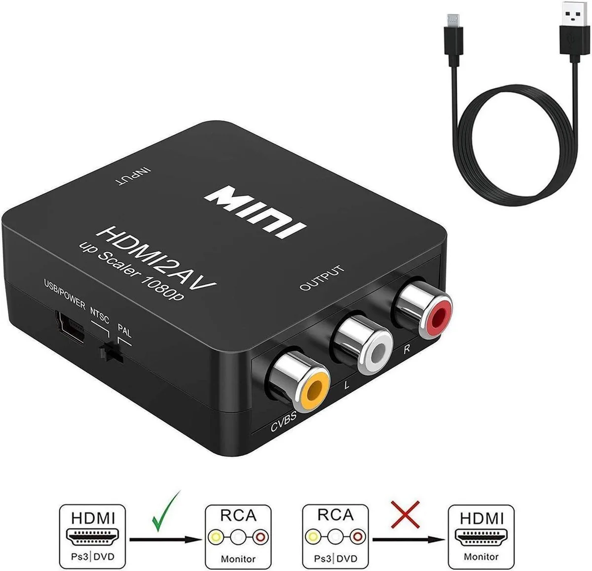 Vszerda Vszerda HDMI to RCA AV Converter 1080P Black — product photo