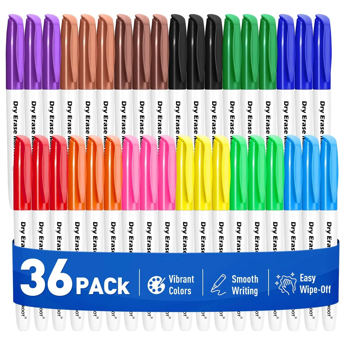  36 Pack Fine Tip Dry Erase Markers 12 Colors 1.5mm Tip — product photo