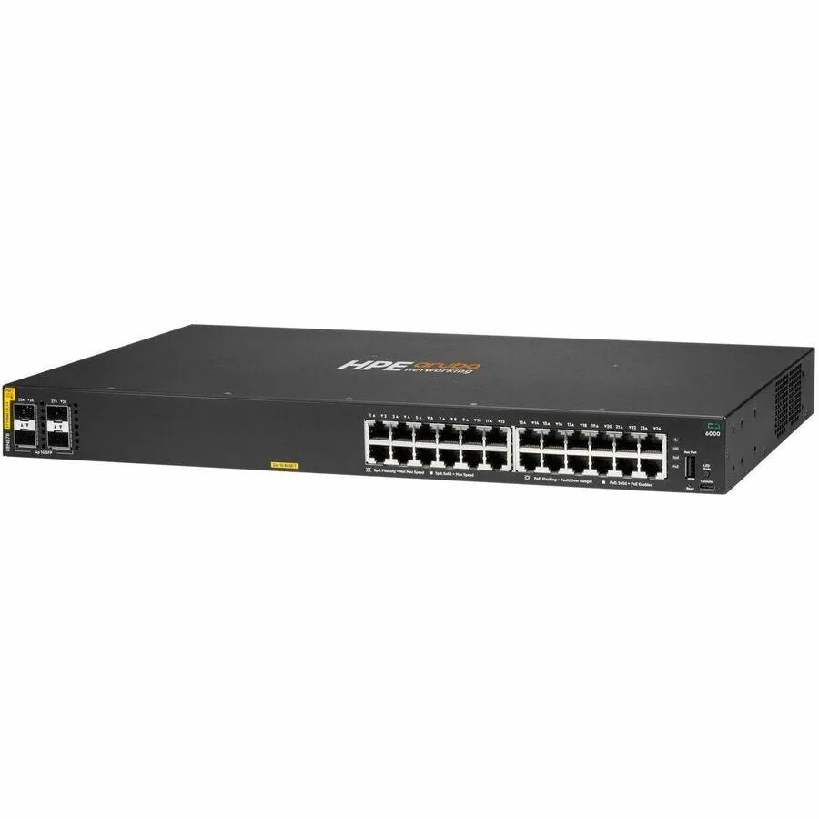HP HP Aruba CX 6000 24-port Gigabit PoE+ 370W 4 SFP Switch R8N87B#ABA — product photo
