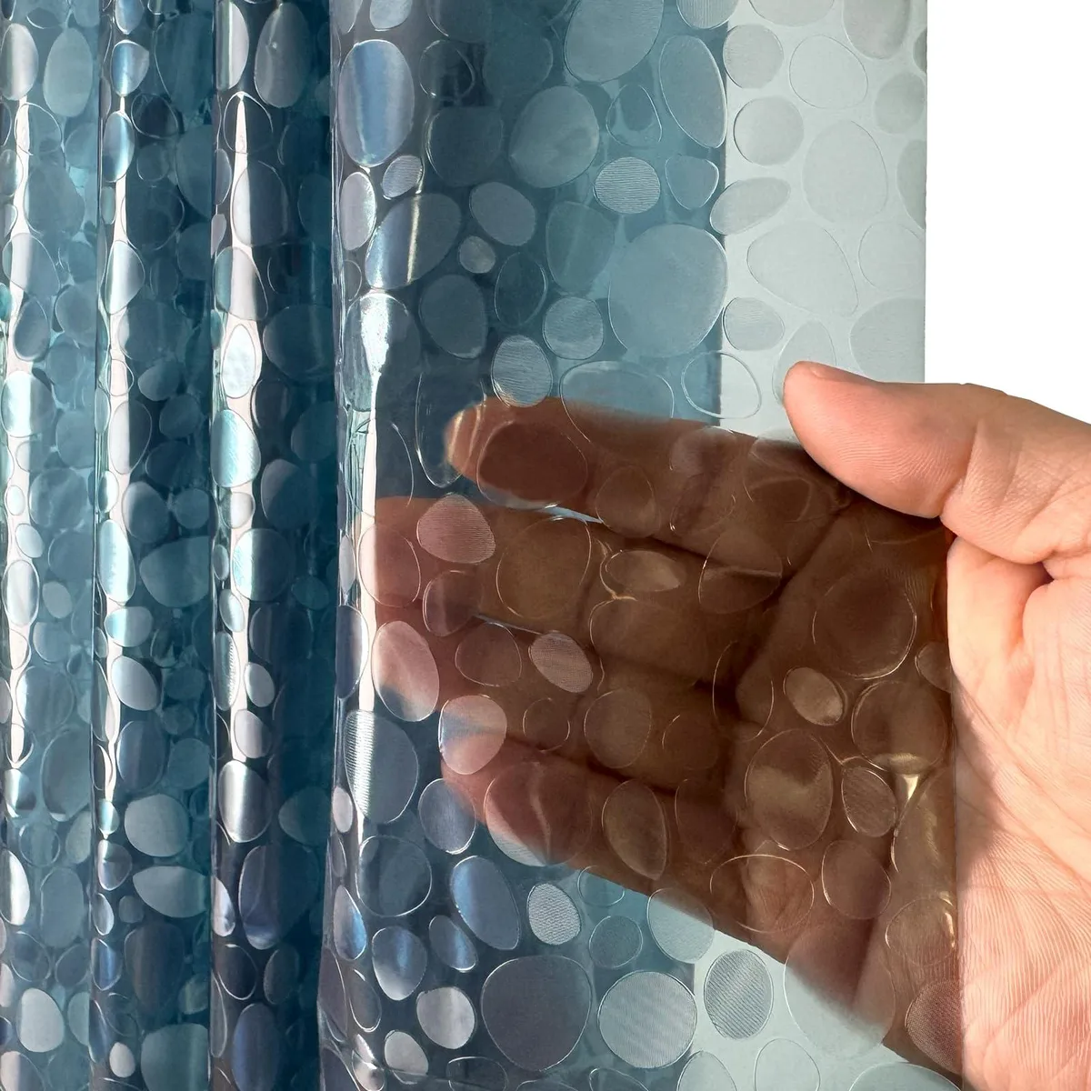  TRIMENGO Pebble Shower Curtain Liner Dark Blue 70x72 12 Grommets — product photo