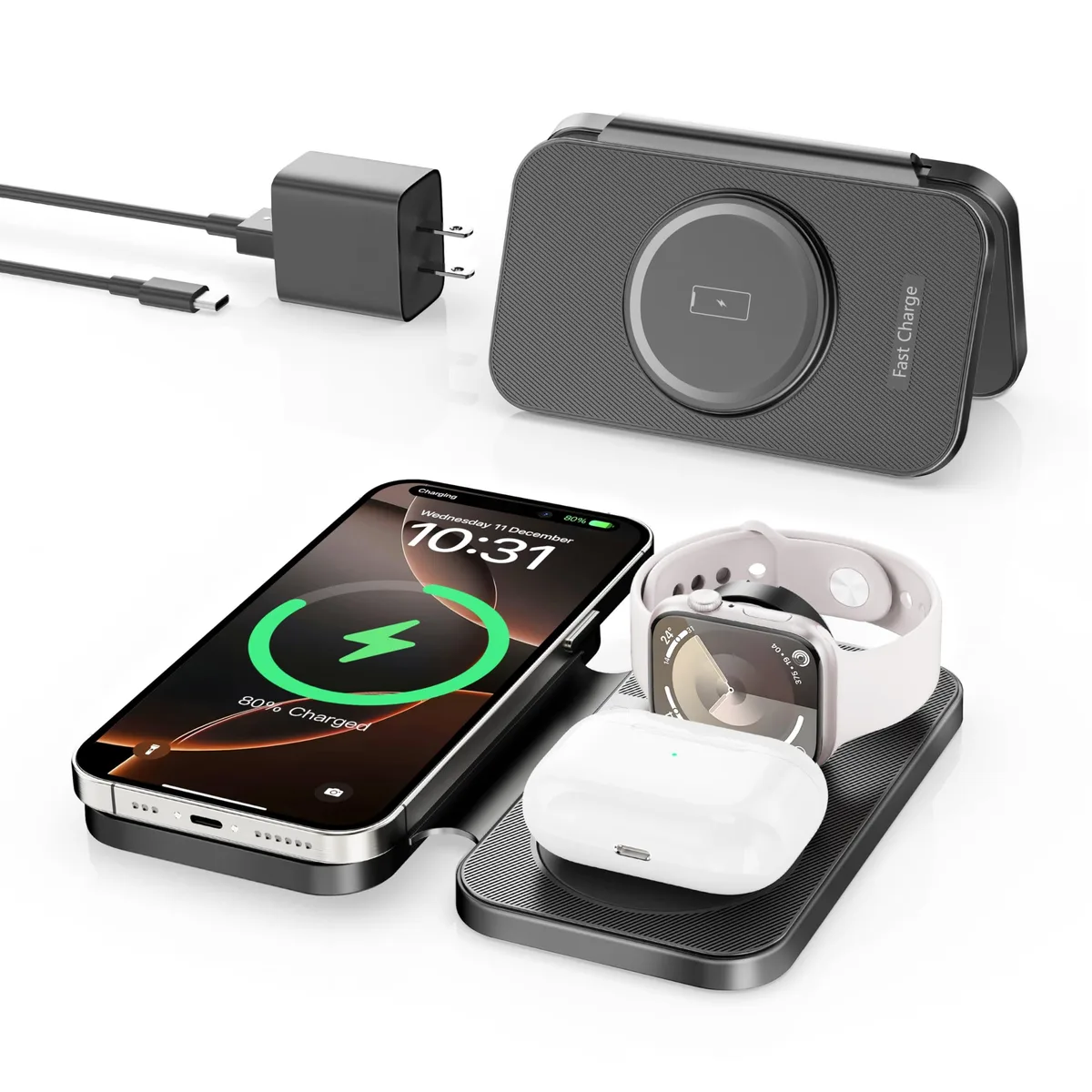  RYND W357 3-in-1 magnetic wireless charger black — product photo