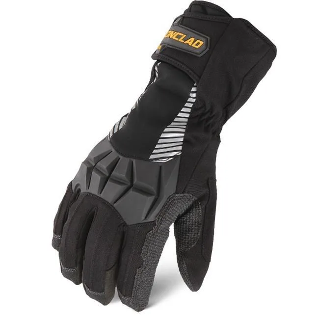 Black insulated work gloves with reinforced palm and rubber knuckle guards