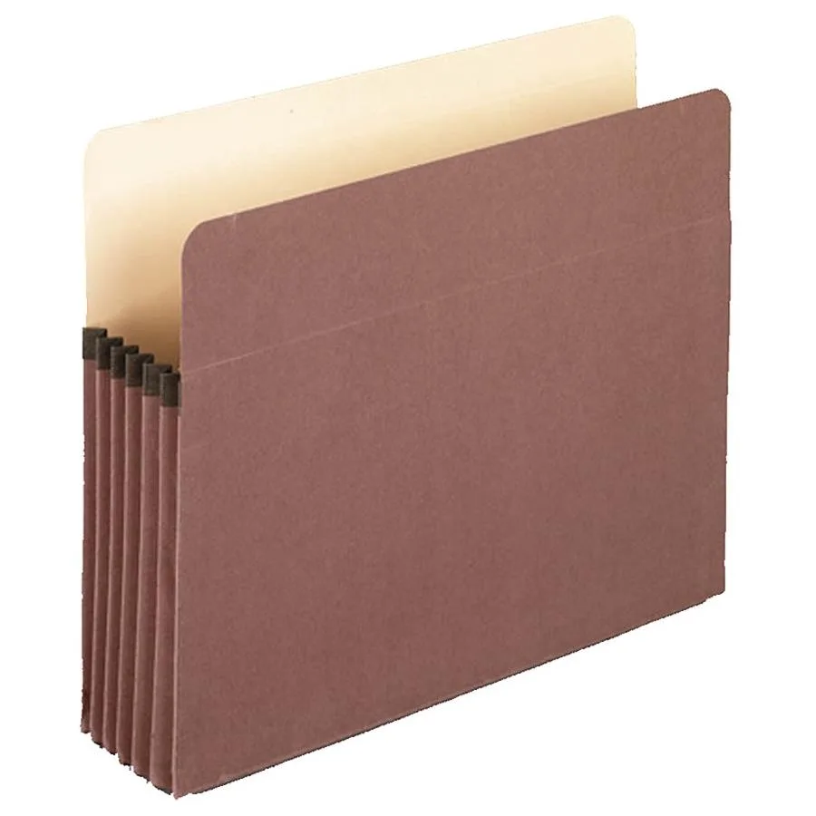 Red expanding file pocket with drop front and manila back liner