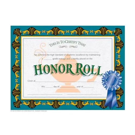 Hayes Hayes Honor Roll Certificates 8.5 x 11 in 150 count — product photo