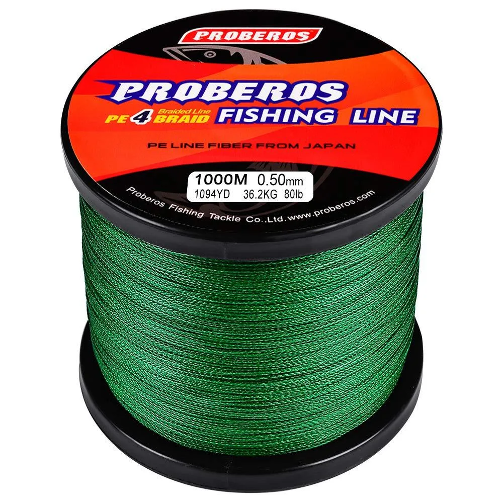  Braided Fishing Line 4 Strands 328Yard 300M 50LB Green — product photo