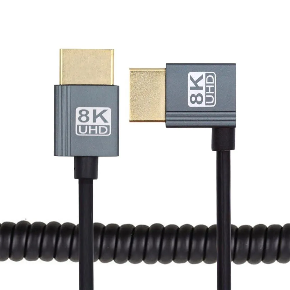 LORDWORLD LORDWORLD Left-Angled HDMI 2.1 Coiled Cable 90° 100cm 48Gbps 8K 60Hz — product photo